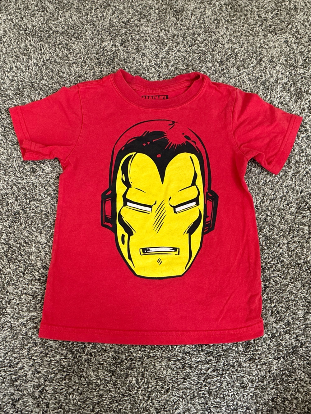 Marvel Comics Iron Man Red and Yellow Toddler Short Sleeve Tee, Size 4T